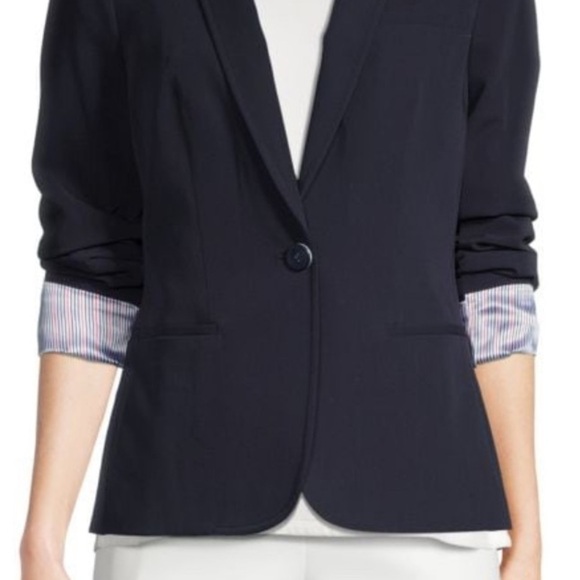 TOMMY HILFIGER Striped Roll Cuff Blazer Navy Blue Size 14 - Picture 2 of 10